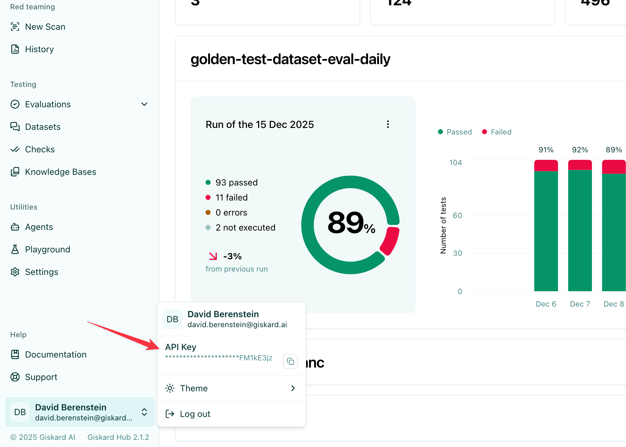 Finding your API key in the Hub UI